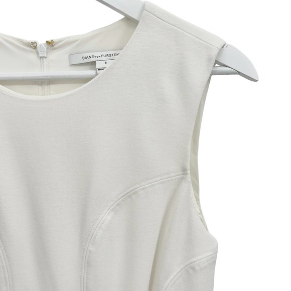 Diane von Furstenberg‎ Jaelyn Flare-Hem Sleeveless Ponte Knit White Dress Size 6 - Picture 7 of 15